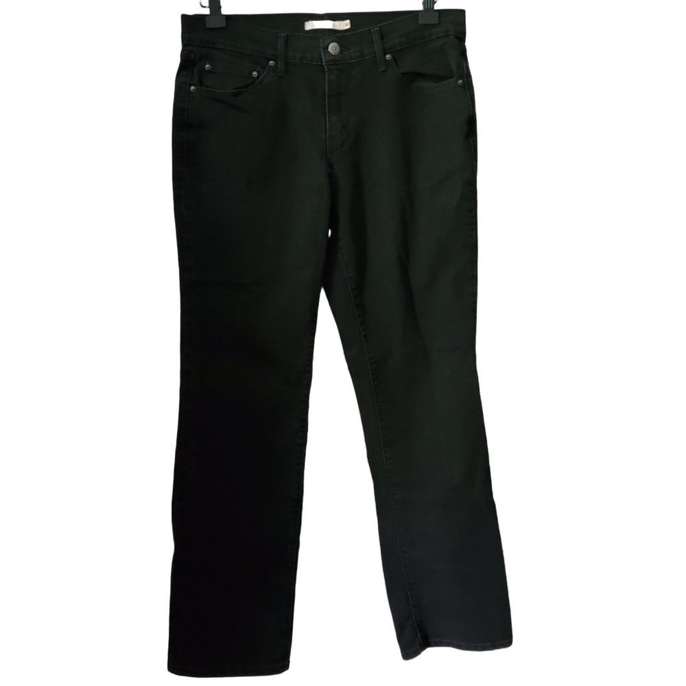 𝅺Levi's 505 Black Washed Stretch Straight Leg 5 Pocket Denim Jeans Size 30